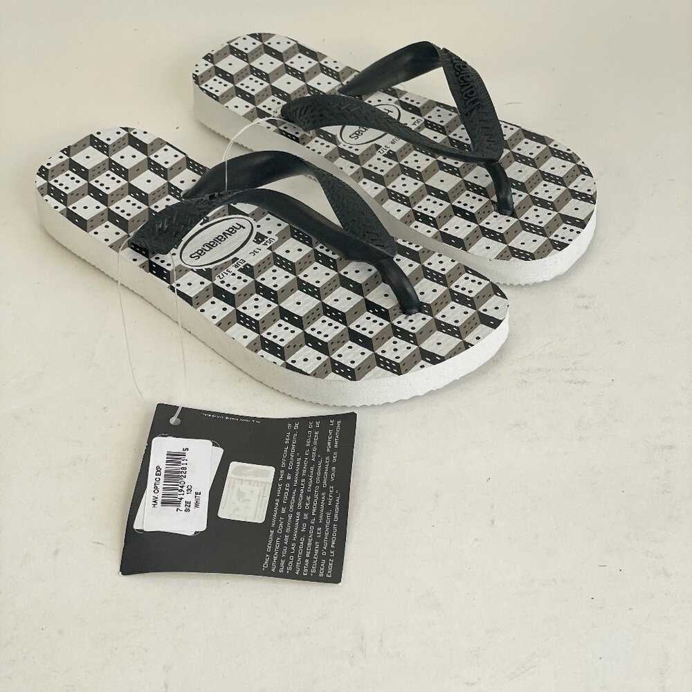 NWT Havaianas Kids Youth Optic Exp Thong FlipFlop Sandals White 13C Summer Beach